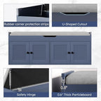 47.2" Storage Bench - Entryway Shoe Bench with 4 Doors and Top Storage Area, Multifunctional Entryway Bench with Lift Top Cushion, Shoe Storage Bench for Bedroom, Living Room, Navy Blue - Image 6