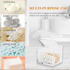 Qtip Holder with Lid Cotton Balls Swab Organizer Acrylic Cotton Square Pads Holder, Paper Towel Holder Countertop Clear Acrylic Paper Towel Dispenser, Premium Arcylic Paper Towel Holder Stand - Image 2