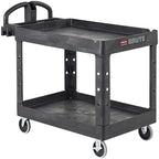 Rubbermaid Commercial Products 2-Shelf Utility/Service Cart, Small, Lipped Shelves, Ergonomic Handle, 500 lbs. Capacity, for Warehouse/Garage/Cleaning/Manufacturing by RubbermaidCommercialProducts