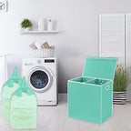 Simple Houseware Double Laundry Hamper with Lid & Removable Bags, Turquoise - Image 2