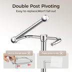 RARXTR Toilet Paper Holder Stand, Bathroom Free Standing Toilet Paper Stand with Modern Marble Base, Post Pivoting Toilet Paper Stand with Stainless Steel Tissue Rack, Rust-Proof & Heavy Base(Chrome) - Image 3