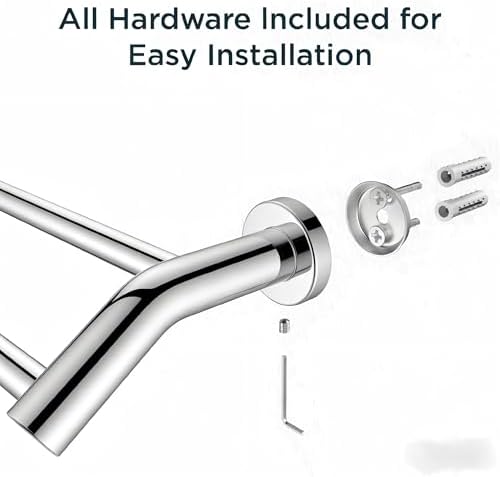FORIOUS Double Towel Bar 24", Bathroom Towel Holder Rod Wall Mounted Chrome - Image 6