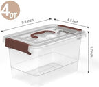 9-Pack Stackable Plastic Storage Bins with Lids, 4 Qt- BPA-Free, Clear Organizing Solution, Latches, Durable Nestable Containers, Secure Pull Handle. - Image 2