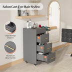 Salon Trolley Cart with Wheels, 3-Drawer Rolling Hair Styling Station, Mobile Beauty Trolley with Hot Tools Holder, Storage for Salon, Barbershop, Spa & Tattoo, Grey - Image 2