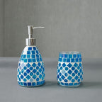 ELEGANTZ Bathroom Accessory Set – Mosaic Bathroom Accessories Set with Glass Soap Dispenser and Toothbrush Holder – Decorative Bathroom Accessories Countertop for Modern Bathroom Decor by Unknown