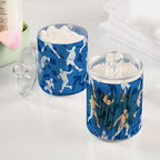 Fustylead 4 Pack Blue Tennis Player Silhouette Qtip Holder Dispensers, Bathroom Storage Canister Plastic Apothecary Jar Set for Cotton Swabs, Ball, Pads, Floss - Image 4