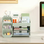 HBlife Desk Organizer with Pen Pencil Holder for Desk, Pen Organizer with 2 Drawers, Desk Organizers and Accessories with 4 Compartments, Desktop Storage for Office Home School Art Supplies, Green - Image 3