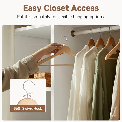 StorageWorks Wooden Coat Hangers, 30 Pack Wood Clothes Hanger for Closet - Image 4