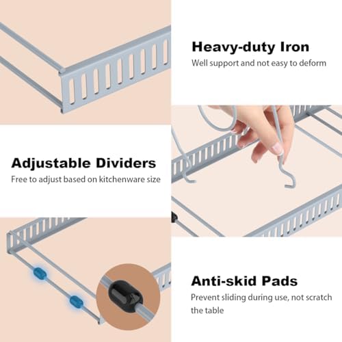 Housolution Pot and Pan Lid Organizer Holder Storage Rack, Grey - Image 3