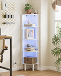 Corner Shelf Stand, 5 Tier Corner Bookshelf with Led Light,Corner Furniture for Bedroom Display Corner Shelf for Small Space,Wood Shelves with Storage Rack for Living Room,Office,White by Apetaccat