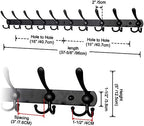 Dseap Coat Rack Wall Mount - 38” Long 10-Tri-Hooks Heavy Duty Coat Hanger Rail Wall Hooks for Hanging Coats Hats Clothing Clothes Purse Mudroom Entryway, Black - Image 2