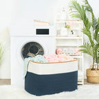 MINTWOOD Design 112L Extra Large Blanket Basket Holder Living Room, 25"x17"x16" Rectangle Rope Woven Storage Basket with Handles for Laundry, Towels, Shoes, Dog Toy Organizer Bin Box, Prussian Blue - Image 4