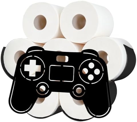 Game Toilet Paper Holder Wall Mount/Stand for Extra 8 Rolls by WHIMSTITCH