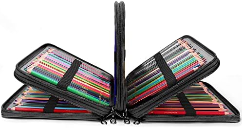 Vomgomfom 300 Slots Marker Case 4-Layer PU Leather, Handle, Black Flower - Image 7
