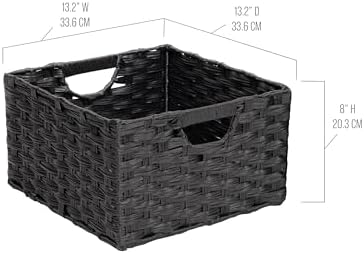 Seville Classics Premium Handwoven Portable Laundry Bin Basket with Carrying Handles, Household Storage for Clothes, Linens, Sheets, Black, Rectangular (2-Pack) - Image 6