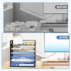 Daltack 6-Tier Paper Organizer for Desk with Handle, Black, 2 Pack - Image 7