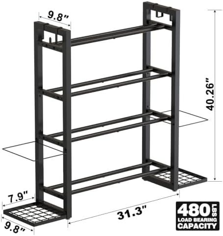4-Tier Dumbbell Rack with Yoga Mat Holder, Home Gym Weight Rack - Image 2