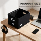 Hanging File Box with Lid & Metal Rails 16.7"x 13.6" x 11.2", Black - Image 6