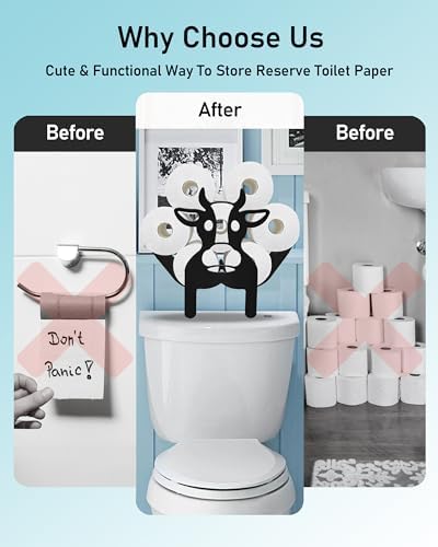 Cow Toilet Paper Holder Stand, Decorative Toilet Paper Storage - Image 4