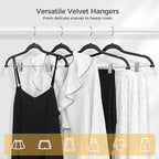 HOUSE DAY Velvet Pant Hangers with Adjudtable Clips 30 Pack, Black - Image 3