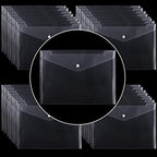 100 Pack Plastic Envelopes, 13x9 Inch Reusable Clear Polypropylene Envelope Folder with Snap Closure, A4 Size Envelope Waterproof File Folders for Home, Office Supplies by ZEONHAK