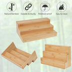 2 Pack Bamboo Spice Rack Organizer for Kitchen Counter, 3 Tier Spice Shelf - Image 7