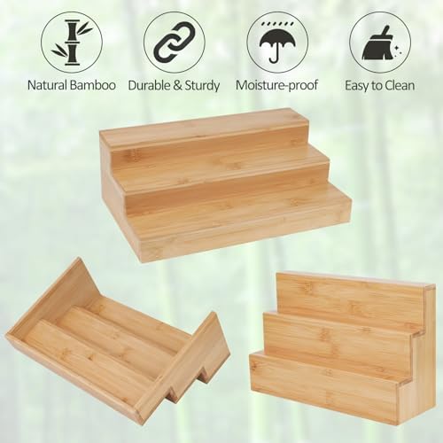 2 Pack Bamboo Spice Rack Organizer for Kitchen Counter, 3 Tier Spice Shelf - Image 7
