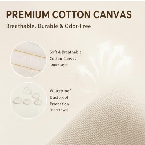 3Pack Canvas Storage Bags for Clothes & Comforters with Clear Window, Beige - Image 7