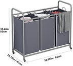 LINZINAR 3 Section Laundry Hamper, Grey Laundry Basket, 135L Laundry Sorter - Image 6