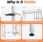 Over The Toilet Storage with Side Rack, 4-Tier Over Toilet Storage Rack with Thick Wood Top Shelf & 3 Small Side Shelves, Freestanding Bathroom Organizer for Bathroom, Laundry, Balcony (White) - Image 7