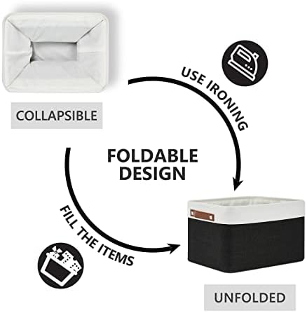 DULLEMELO Canvas Storage Bin with Handles, Fabric Bins for Shelves, Bedroom, Office,Nursery,Fabric Storage Baskets for Toys, Clothes,Gift(3-Pack Medium-15 inch X 11 inch X 9.5 inch , White&Black) - Image 5