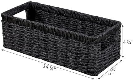 Vagusicc Wicker Storage Basket, Paper Rope Wicker Baskets with Handles, Toilet Paper Basket for Toilet Tank Top, Small Wicke Baskets for Organizing Shelves, 2-Pack, Black - Image 2