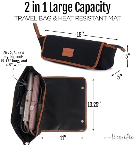 Large Hair Tools Travel Bag with Heat Resistant Mat for Curling Irons, Flat Irons, and Styler Brushes | Protective Organizer for Travel & Home - Image 2