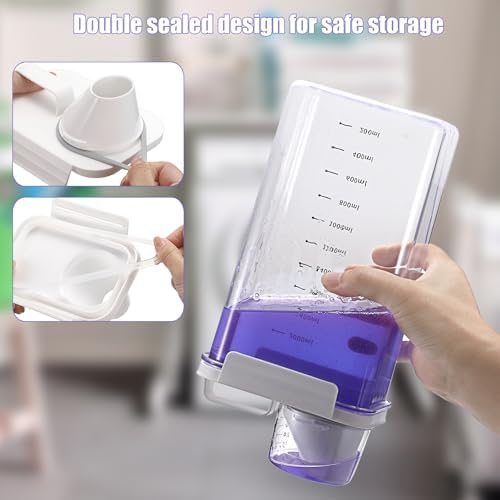 Sumnacon Laundry Detergent Dispenser 2 Pcs Sturdy Plastic Laundry Powder Storage Box with Cup Laundry Detergent Organizer for Laundry Room Versatile Laundry Beads Container Organizer for Borax,Grain - Image 5