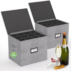 Champagne Flute Storage Box with Dividers, 2 Pack by VERONLY