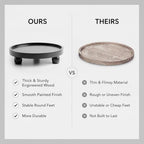 ROSE BLOOM 10" Round Wood Pedestal Stand, Farmhouse Display Riser for Bathroom Vanity, Kitchen Counter & Coffee Bar, Decorative Wooden Tray for Candles, Plants & Home Decor, Black - Image 7