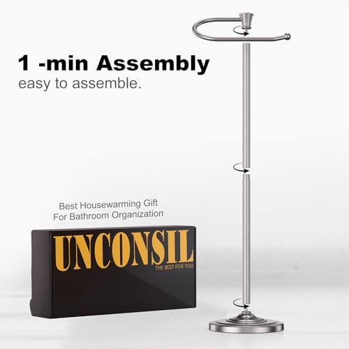 Toilet Paper Holder Free Standing, 25” H Stainless Steel Nickel Toilet Paper Stand, Weighted Base Floor Tissue Roll Holder for Bathroom,Toilet Roll Stand - Image 7
