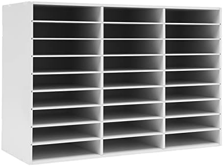 Literature Organizer, Desktop File Sorter Mail Center, Paper Storage Cabinet with 27 Slots Compartments, Classroom Mailbox for Home School Office (27 Slots White) by MhdunueSK