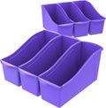Storex Large Book Bin, Interlocking Plastic Organizer for Home, Office and Classroom, Purple, 30-Pack (71117U06C) by Storex