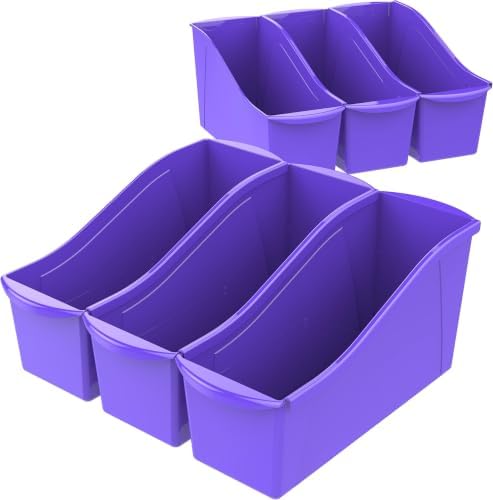 Storex Large Book Bin, Interlocking Plastic Organizer for Home, Office and Classroom, Purple, 30-Pack (71117U06C) by Storex