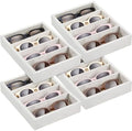 Amylove 4 Pcs Beige Sunglass Organizer Trays 4 Grids Velvet Glasses Holder Jewelry Display Organizer Eyeglasses Storage Box Drawer by Amylove