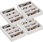 Amylove 4 Pcs Beige Sunglass Organizer Trays 4 Grids Velvet Glasses Holder Jewelry Display Organizer Eyeglasses Storage Box Drawer by Amylove