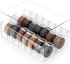Large Acrylic Belt Organizer, Clear 14 Compartments Storage with Dust Cover, Display Holder for Home by ACRYDECOR