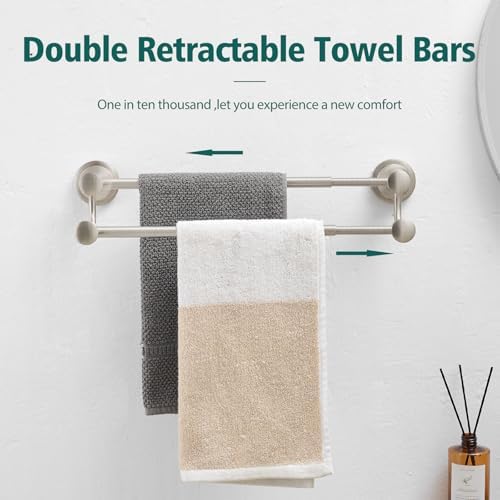 Hoimpro Double Towel Bar Towel Rack for Bathroom Wall Mount Brushed Nickel - Image 6