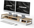 Fenge Dual Monitor Riser for Desk, Open Shelf with 3 Storage Compartments by Fenge
