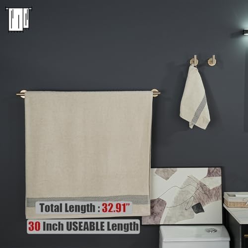 JQK Champagne Bronze Bath Towel Bar, 33 Inch 304 Stainless Steel Thicken 0.8mm Towel Rack Bathroom, Towel Holder Wall Mount, Useable Length 30 Inch, TB110L30-CB - Image 3