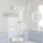 akinbas Tension Pole Shower Caddy Organizer with 4 Tier L-Shaped Rust Resistant Bathroom Corner Shelves with 34-124 Inch Adjustable No Drilling Quick Install Shower Rack for Bath Essentials (White) - Image 5