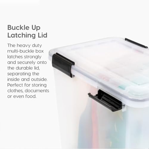 IRIS USA WeatherPro 74 Qt Storage Bins with Lids, 4 Pack, BPA-Free Plastic Gasket Box with Tight Latch and Seal, Stackable Nestable Tote Tub - Clear/Black - Image 3