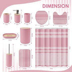 Bathroom Decor and Accessories Set of 10, Pink Striped - Image 3