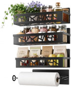 Magnetic Spice Rack with Paper Towel Holder,4 Pack refrigerator organizer by BLACKSMITHFAMILY